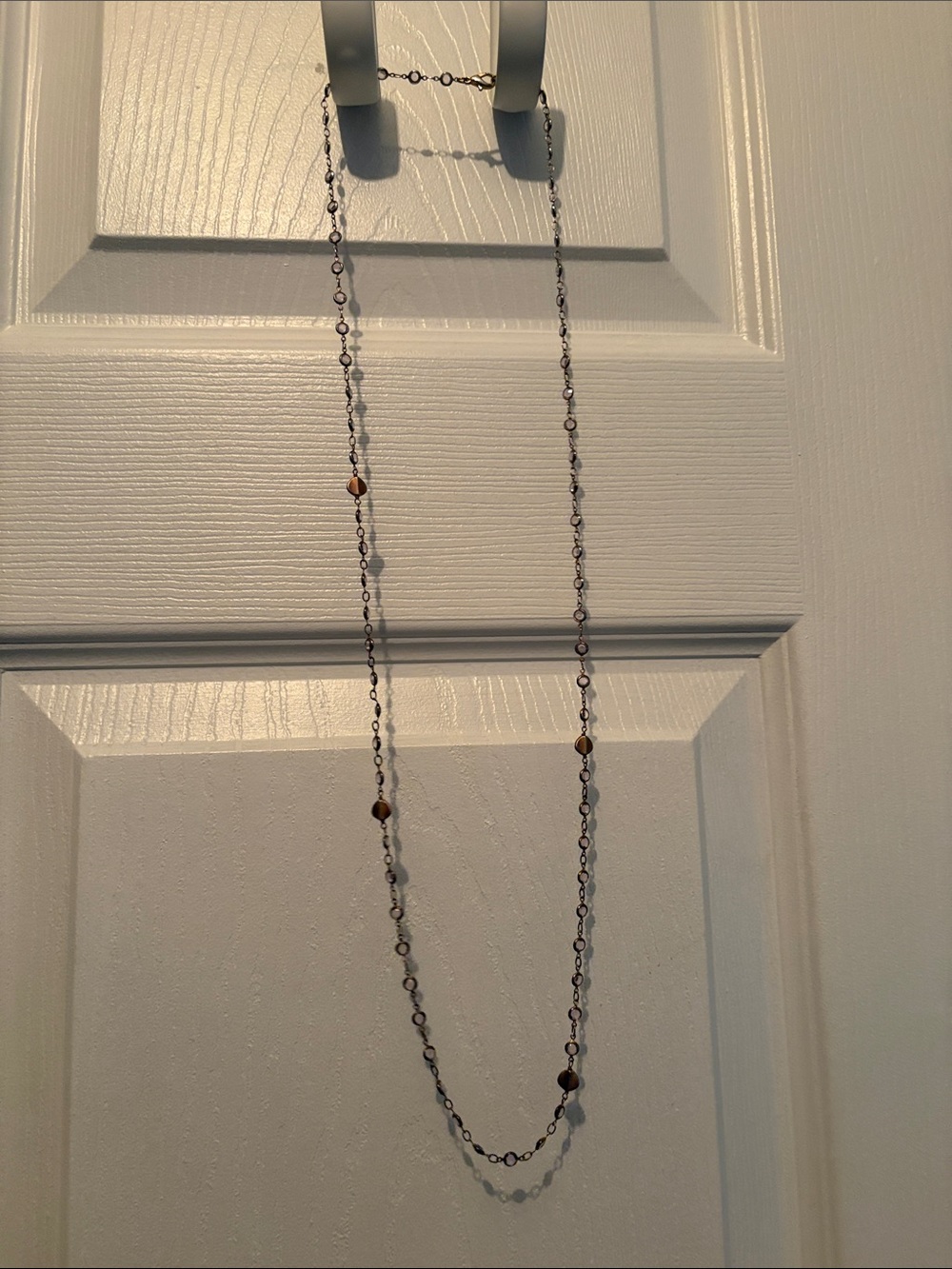 Anthropologie Long Delicate Beaded Chain Necklace in Bronze/Amethyst - Picture 4 of 4